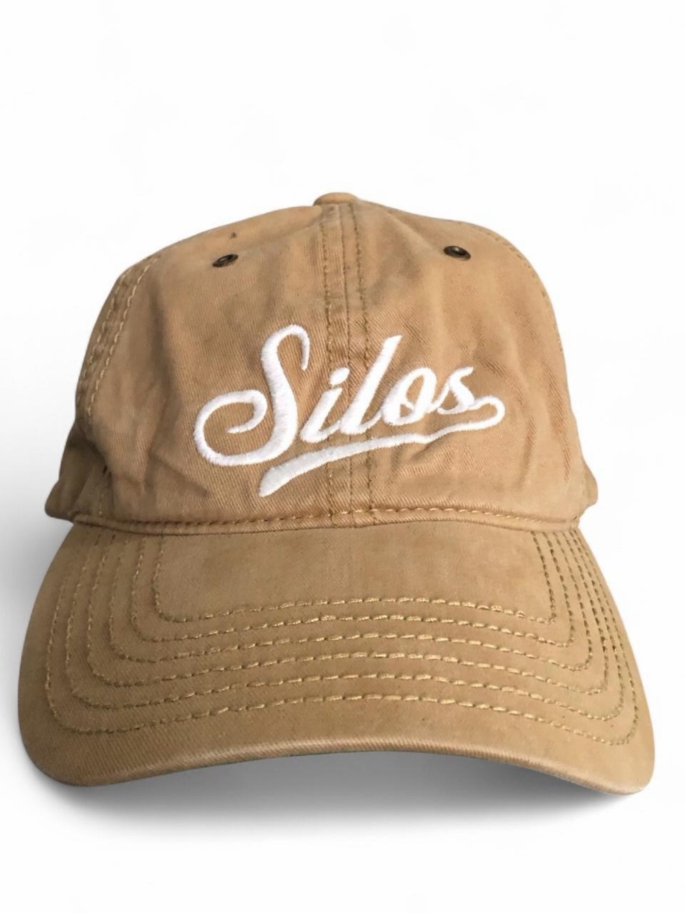Silos Magnolia Baseball Cap Unisex Adjustable Curve Brim Tan Brown Leather Strap